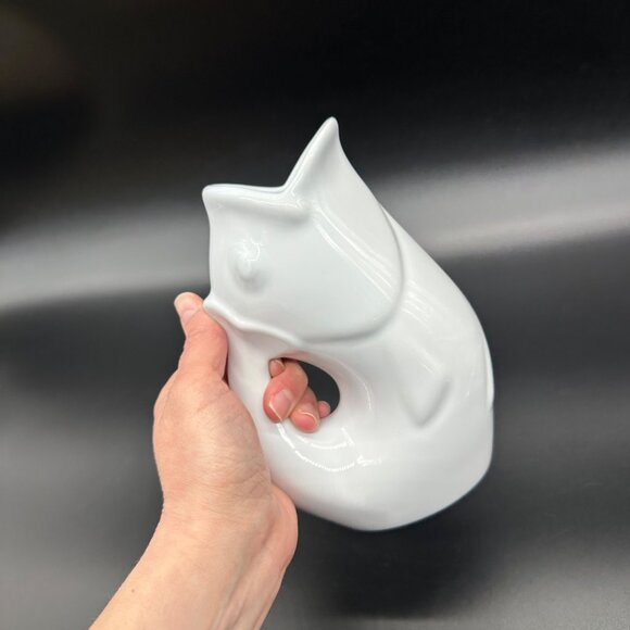 Gurgle Pot Koi Fish Pitcher 2006 White Ceramic Jug Figural Nautical 6.5 Inch - Picture 8 of 9
